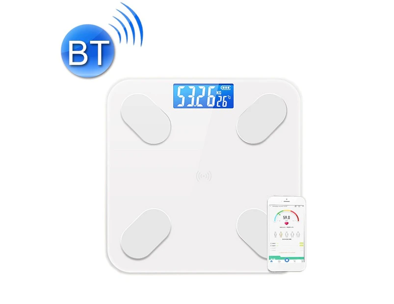 Smart Bluetooth Weight Scale Home Body Fat Measurement Health Scale Battery Model (White True Class)