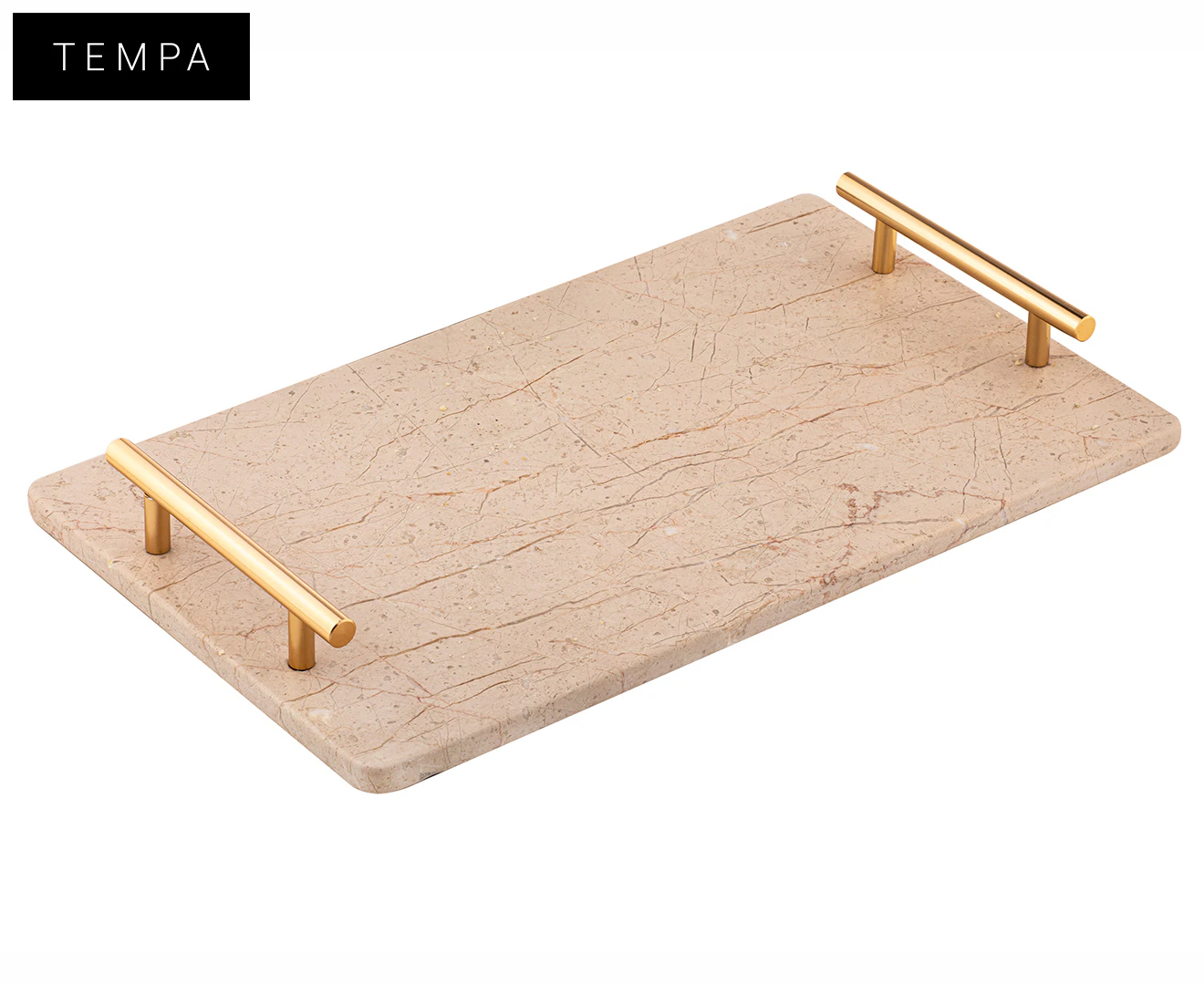 Tempa 40cm Emerson Marble Handle Rectangle Food Serve Tray/Board/Plate Champagne