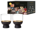 2x Tempa Aria 240ml Glass Tumbler Cocktail Water/Juice Cup Drinkware Clear/Black