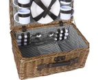 Deluxe Outdoor Travel Willow Picnic Basket Set - 4 Person