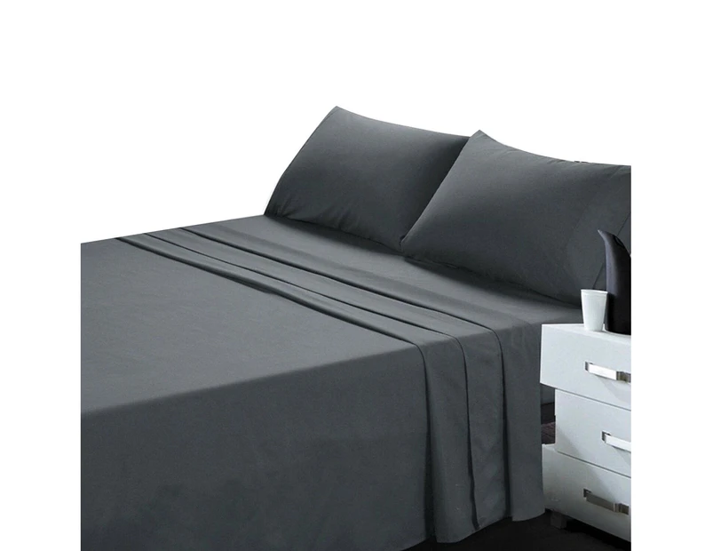 Dark Grey Bed Sheet and Pillowcase Set