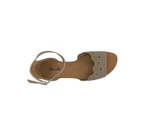 Bondi Galan Ladies Summer Sandals Open Toe Ankle Strap Heel In Flexi Sole - Mushroom