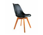 Non-slip Dining Chairs Lounge Wood Retro Padded Seat - BlackX2