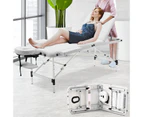 Portable Massage Table 80cm 3 Fold Foldable Aluminium Beauty SPA Treatment Waxing Lift Up Massage Bed - White