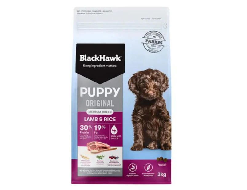 Black Hawk Puppy Medium Breed Lamb & Rice Dog Food 3kg