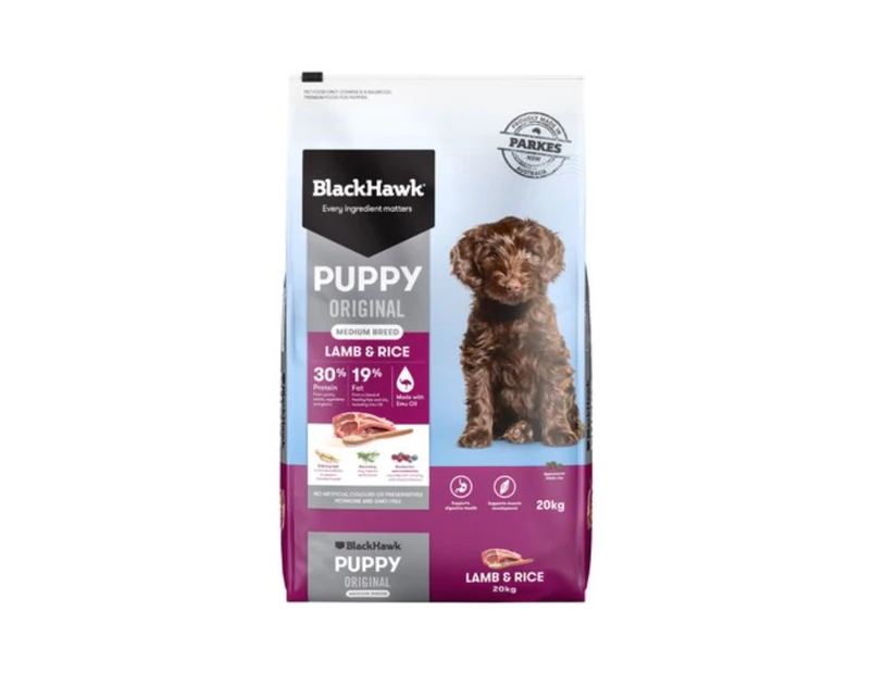 Black Hawk Puppy Medium Breed Lamb & Rice Dog Food 20kg