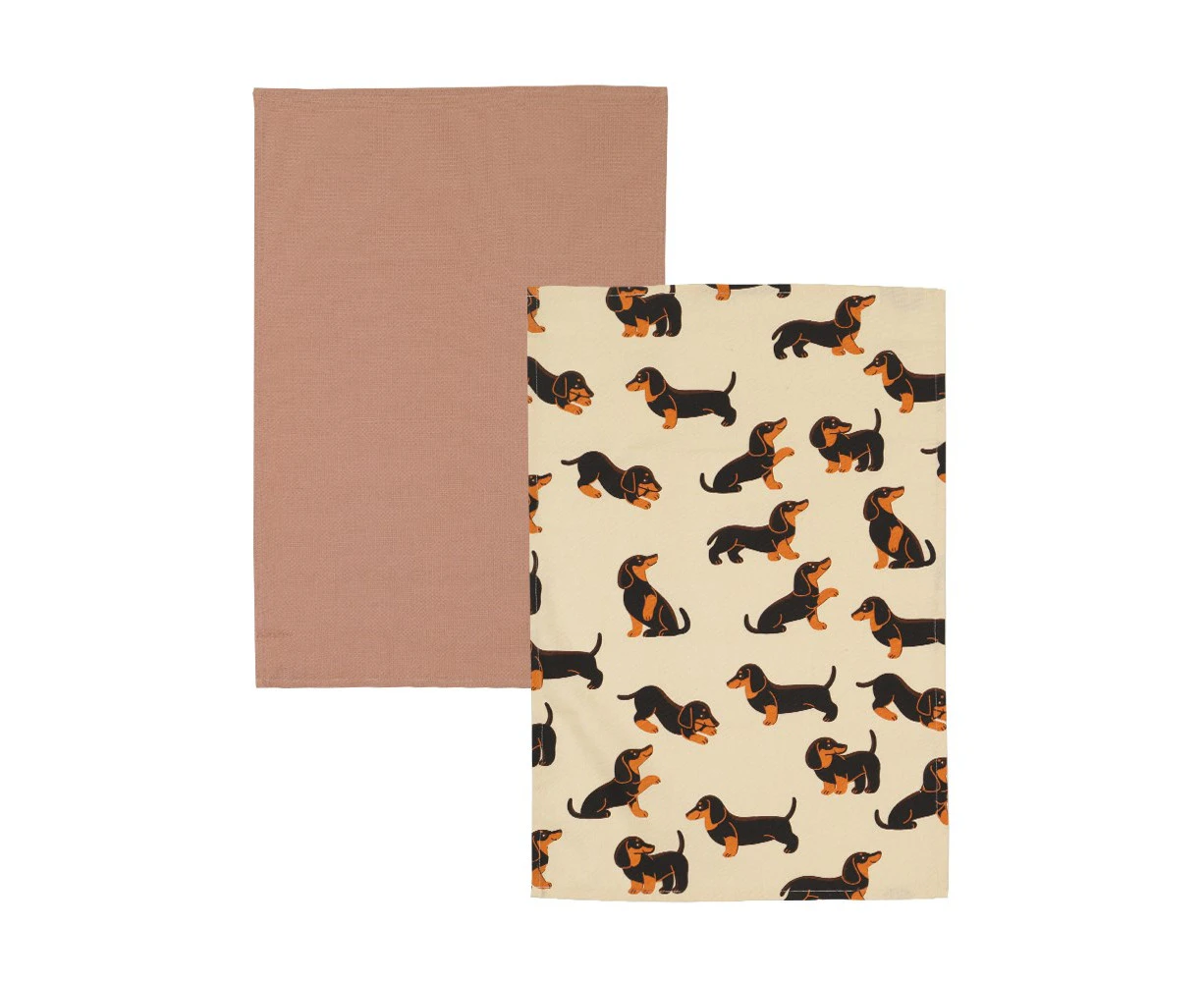 Ambrosia Set of 2 Cotton Tea Towel Dachshund 45x70cm 100% Cotton