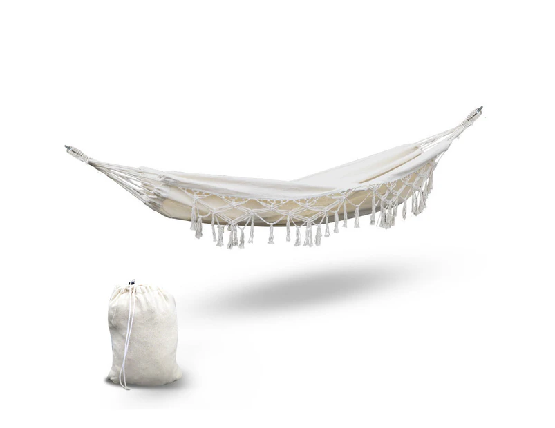 Hanging Tassel Hammock Bed - Cream