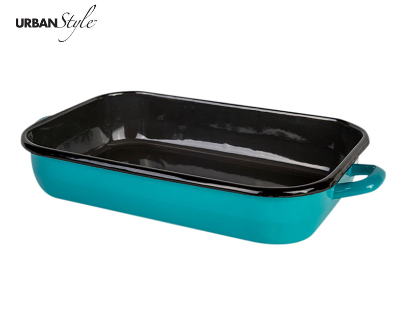 Urban Style 26cm Enamel Baking Dish Rectangle Roasting Tray Oven Bakeware Teal