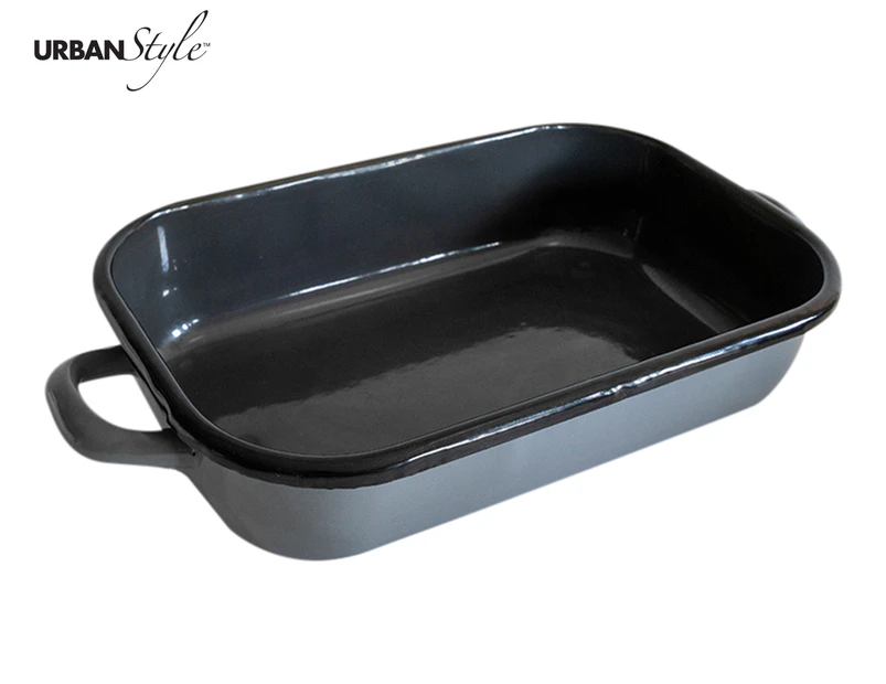 Urban Style 26cm Enamel Baking Dish Rectangle Roasting Tray Oven Bakeware Grey