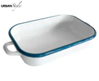 Urban Style Enamelware 2.2L Baking/Serving Dish Rectangle w/ Blue Rim White