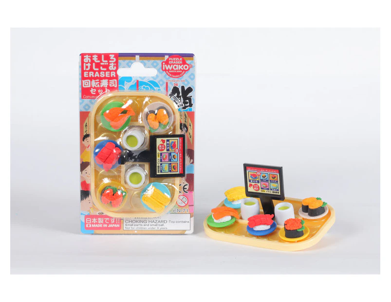 Iwako Japanese Puzzle Eraser Conveyor Belt Sushi Erasers Pack