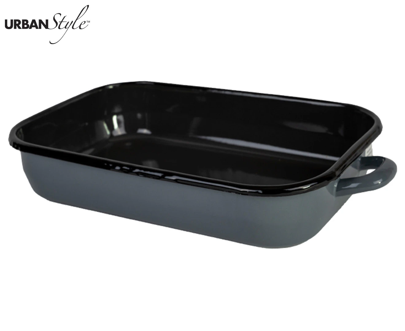 Urban Style 32cm Enamel Baking Dish Rectangle Roasting Tray Oven Bakeware Grey