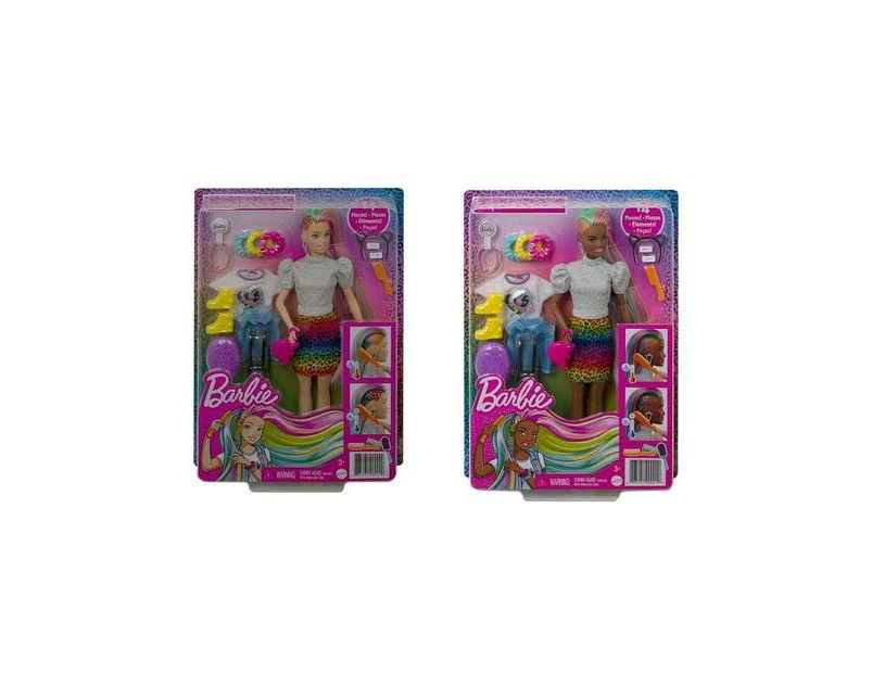 Barbie Leopard Rainbow Hair Doll - Assorted* - Pink