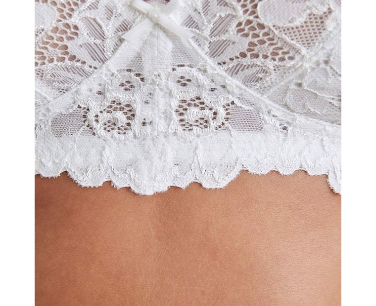 Target Ribbed Cotton and Lace Wirefree Soft Cup Bra - White<!-- -->