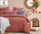 CleverPolly Linen Look Quilt Cover Set - Rust