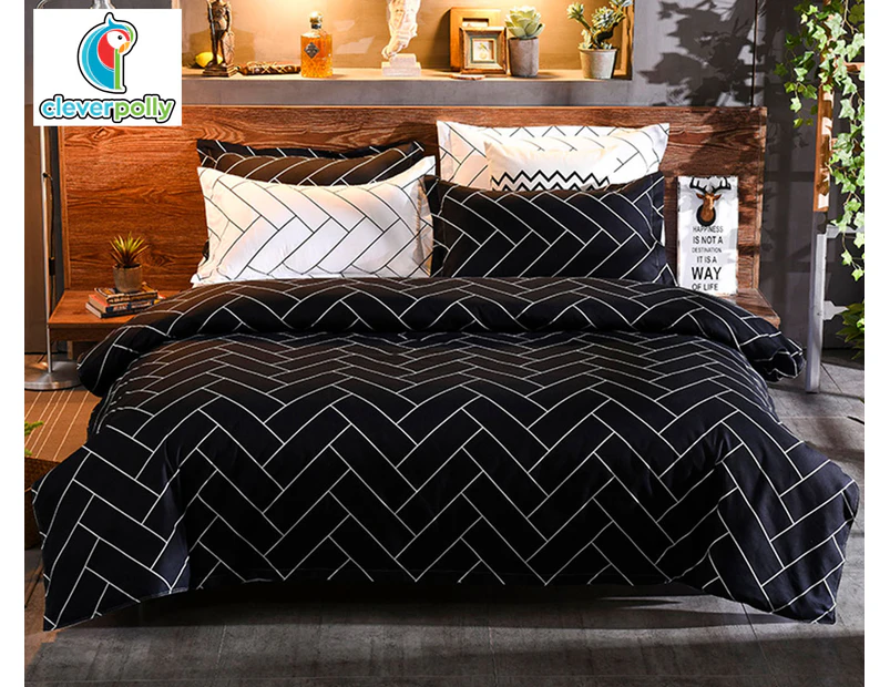 CleverPolly Glen Quilt Cover Set - Black/White