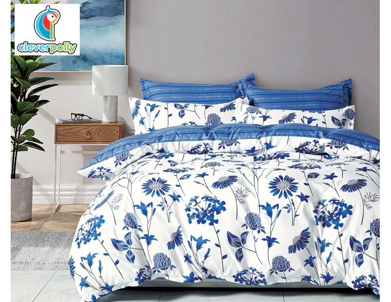 CleverPolly Lin Quilt Cover Set - Blue/White