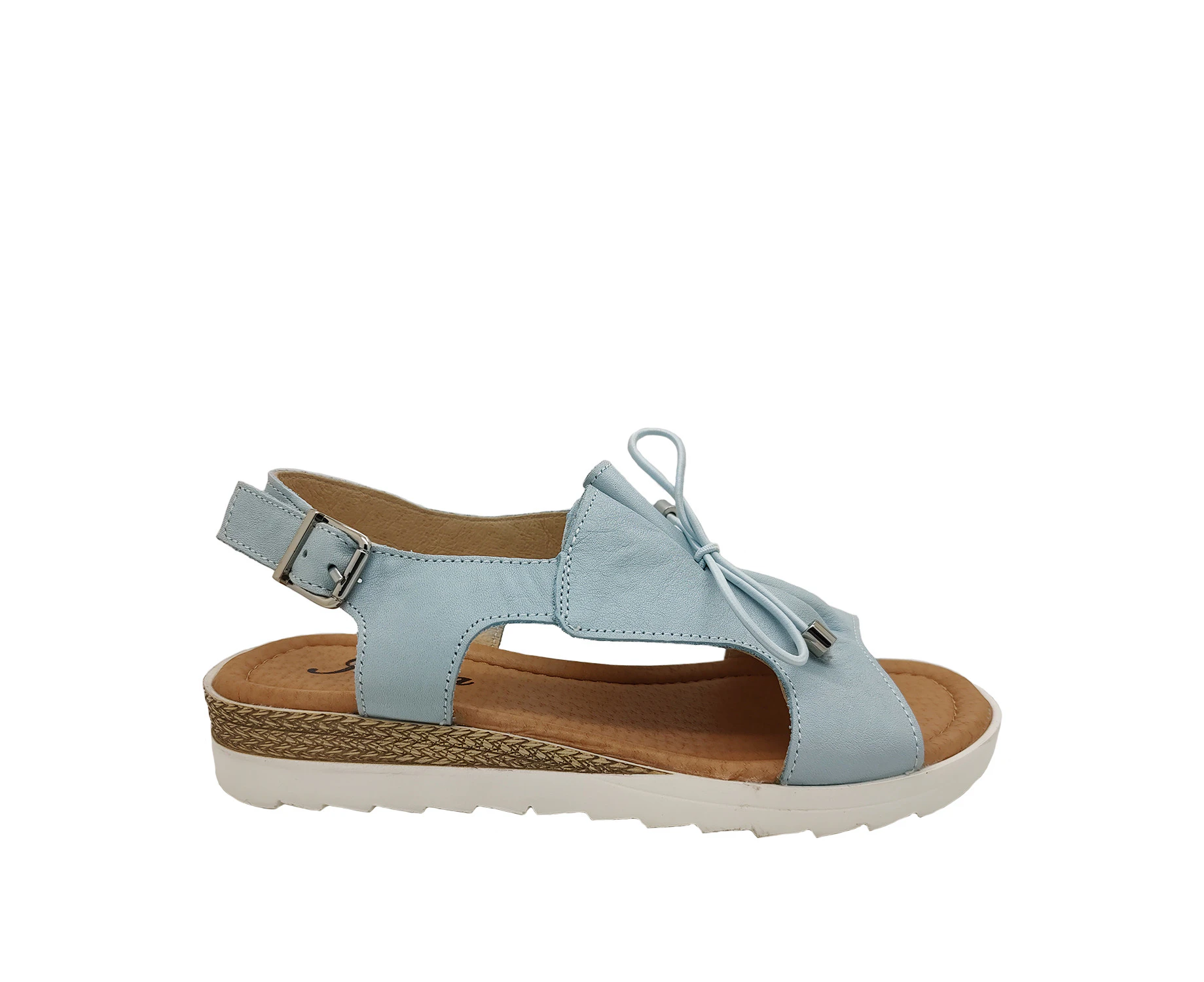 Jemma Kyra Ladies Leather Sandal Slingback with Buckle Soft Upper Light - Blue