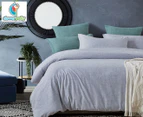 CleverPolly Linen Look Quilt Cover Set - Grey Blue
