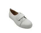 Jemma Piano Ladies Casual Shoes Soft Leather Upper Tab Close Flat Sole - White