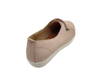 Jemma Piano Ladies Casual Shoes Soft Leather Upper Tab Close Flat Sole - Blush