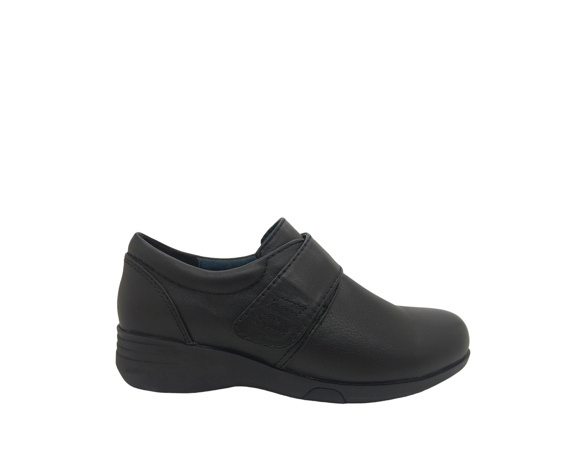 Jemma Patty Ladies Casual Shoes Soft Leather Upper Adjustable Work Shoe - Black