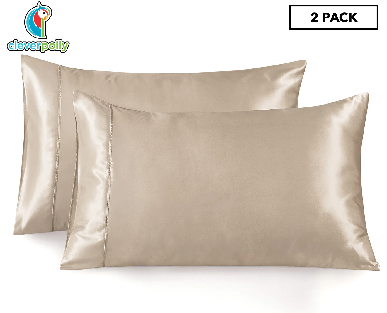 CleverPolly Satin Pillowcase Twin Pack - Champagne