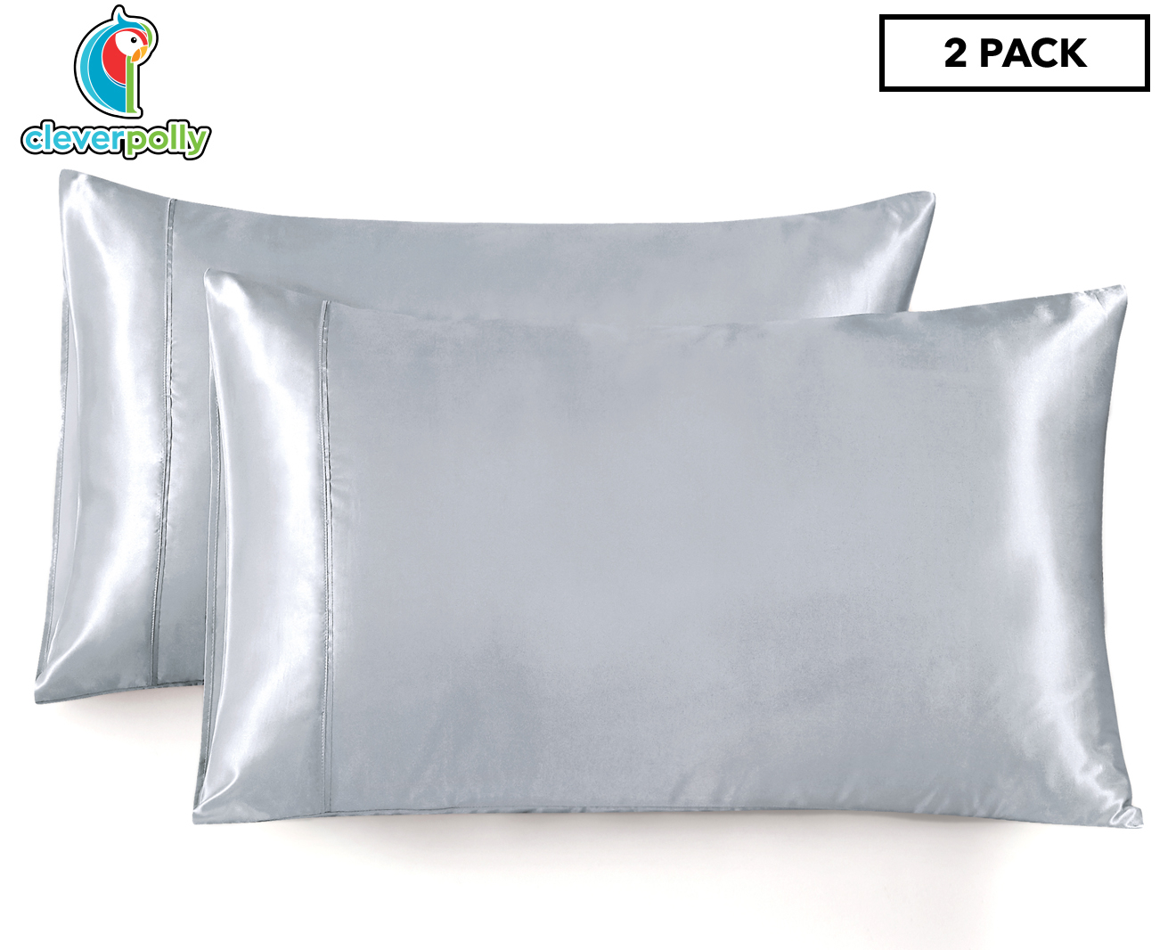 CleverPolly Satin Pillowcase Twin Pack - Silver