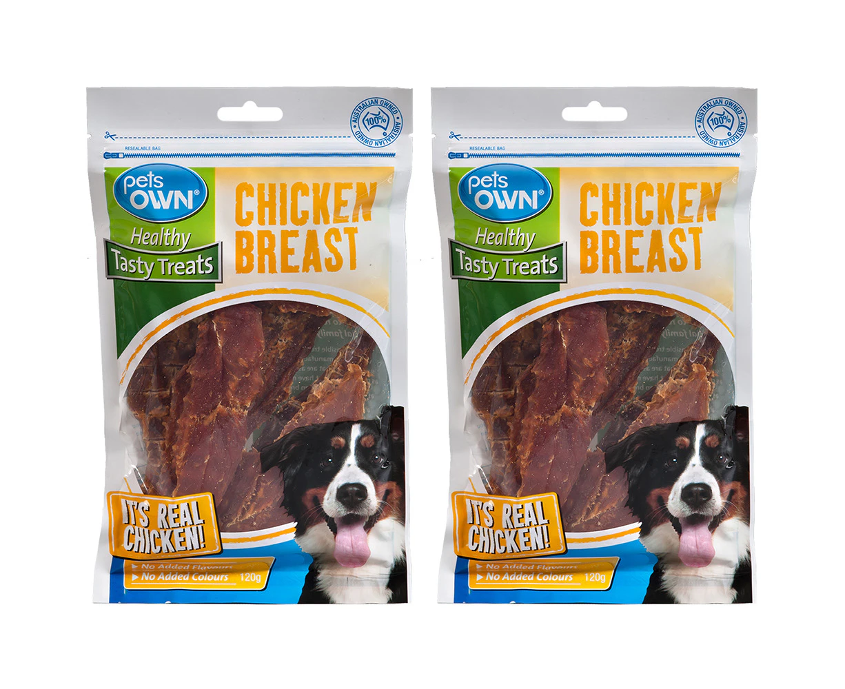 2x Pets Own Chicken Breast Healthy Food Tasty Dog/Pet Treats/Snacks/Rewards 120g