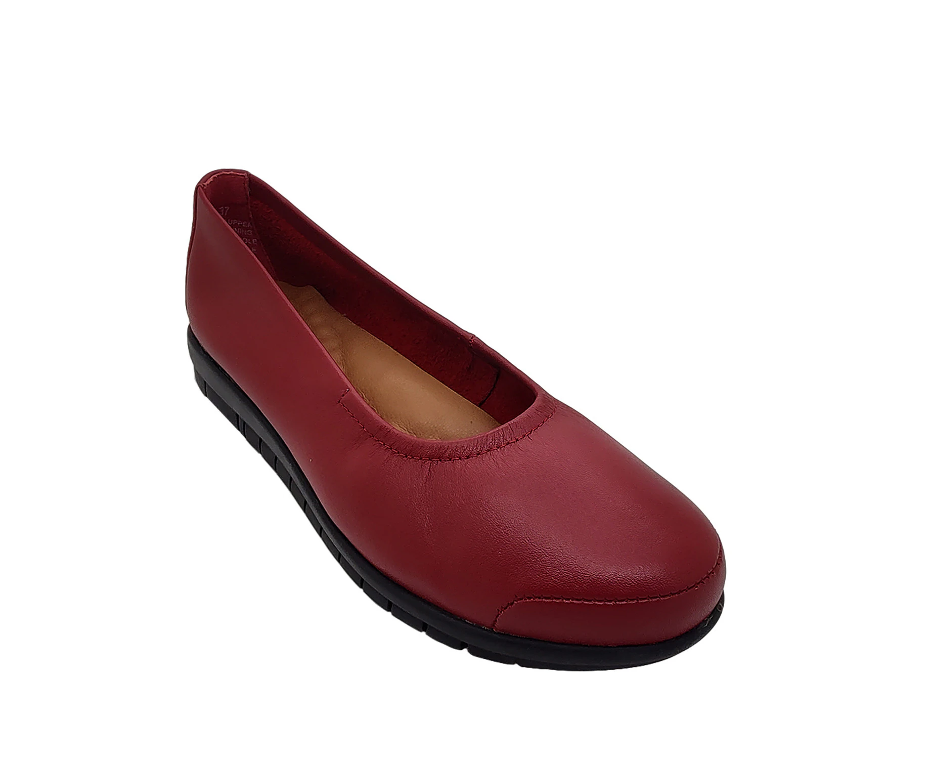 Jemma Sandra Ladies Shoes Soft Leather Ballet Flat Comfort Flex Sole Work - Red