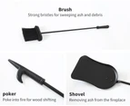 Traderight Fireplace Tool Set 4 PC Fire Place Poker Brush Shovel Stand Cast Iron - Black