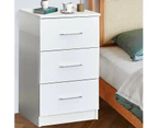 Advwin Bedside Table 3 Drawer Nightstand Storage Bed Side Table White