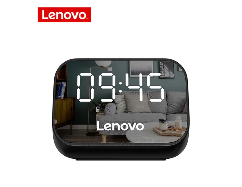 Lenovo TS13 Wireless Bluetooth 5.0 Full-Range Speaker Multi-Function Mirror LED Alarm Clock – Black