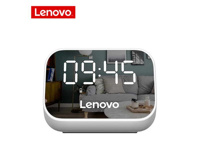 Lenovo TS13 Wireless Bluetooth 5.0 Full-Range Speaker Multi-Function Mirror LED Alarm Clock – White