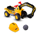 Costway Kids Ride On Excavator Digger Tractor Childern Bulldozer Loader Car Play Constrcution Truck w/Helmet& Toy Stone Gift