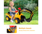 Costway Kids Ride On Excavator Digger Tractor Childern Bulldozer Loader Car Play Constrcution Truck w/Helmet& Toy Stone Gift