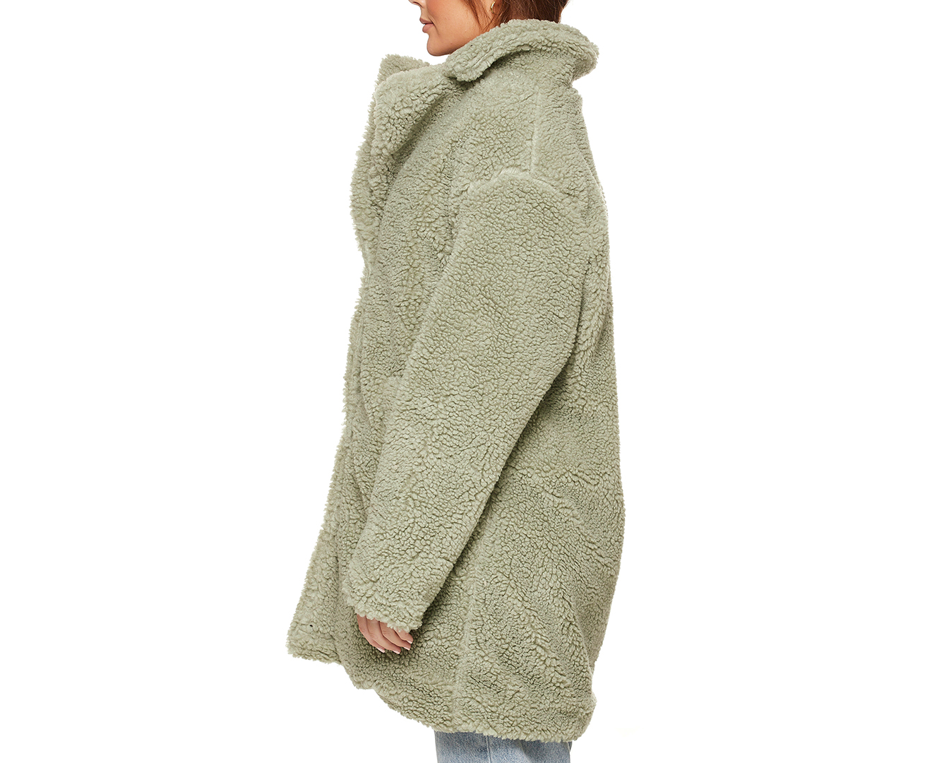 Urban Classics Women's Oversized Sherpa Coat - Soft Salvia