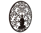 Willow & Silk 80cm Round Laser-Cut Buddha Serenity Wall Art - Black