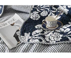 100% Cotton Bedspread Coverlet Set Comforter Patchwork Quilt for Queen King Size Bed 230x250cm Damask Navy Flower