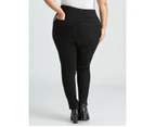Beme Pull On Wide Waistband Jeans - Womens - Plus Size Curvy - Black