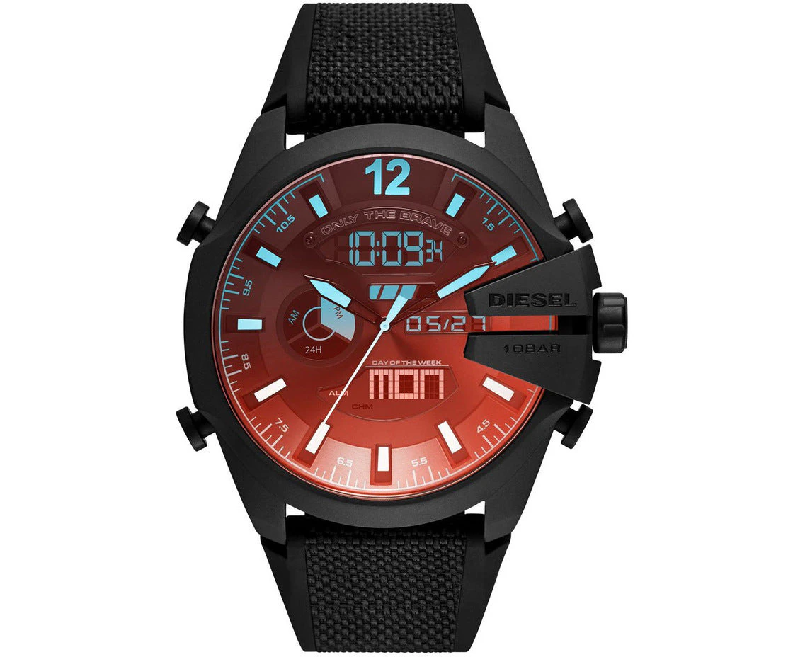 Diesel Mega Chief Analog-Digital Black Nylon and Silicone Watch DZ4548