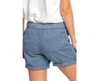 sunwoif Womens Elastic Waist Cargo Shorts Summer Casual Pockets Short Pants - Blue