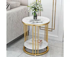 Gold Metal Frame Side / End Table Marble Accent Coffee Table