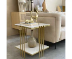 Fine Store - Mid Century Modern Golden Marble Top Accent Table