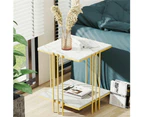 Fine Store - Mid Century Modern Golden Marble Top Accent Table