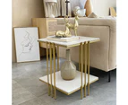 Fine Store - Mid Century Modern Golden Marble Top Accent Table