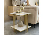 Fine Store - Mid Century Modern Golden Marble Top Accent Table