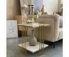 Fine Store - Mid Century Modern Golden Marble Top Accent Table