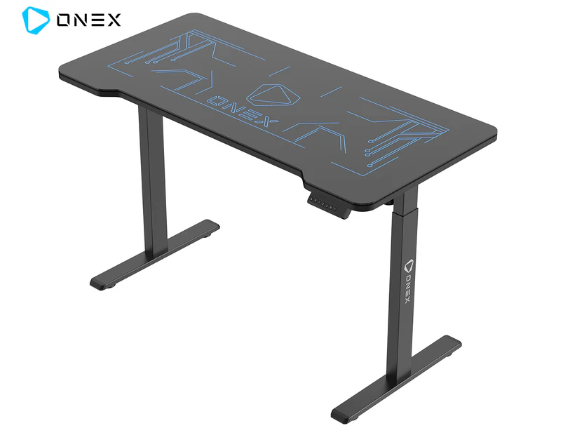 ONEX GDE1400 Electric Tempered Glass RGB Height Adjustable Gaming Office Desk - Black